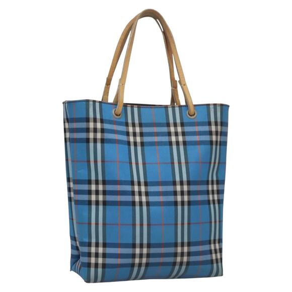 Burberry Nova Check Hand Bag Nylon Blue - Picture 1 of 16